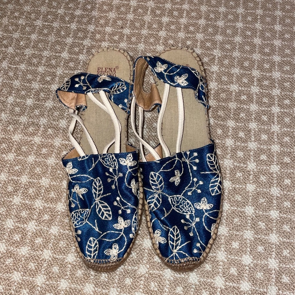 Blue espadrille heels
